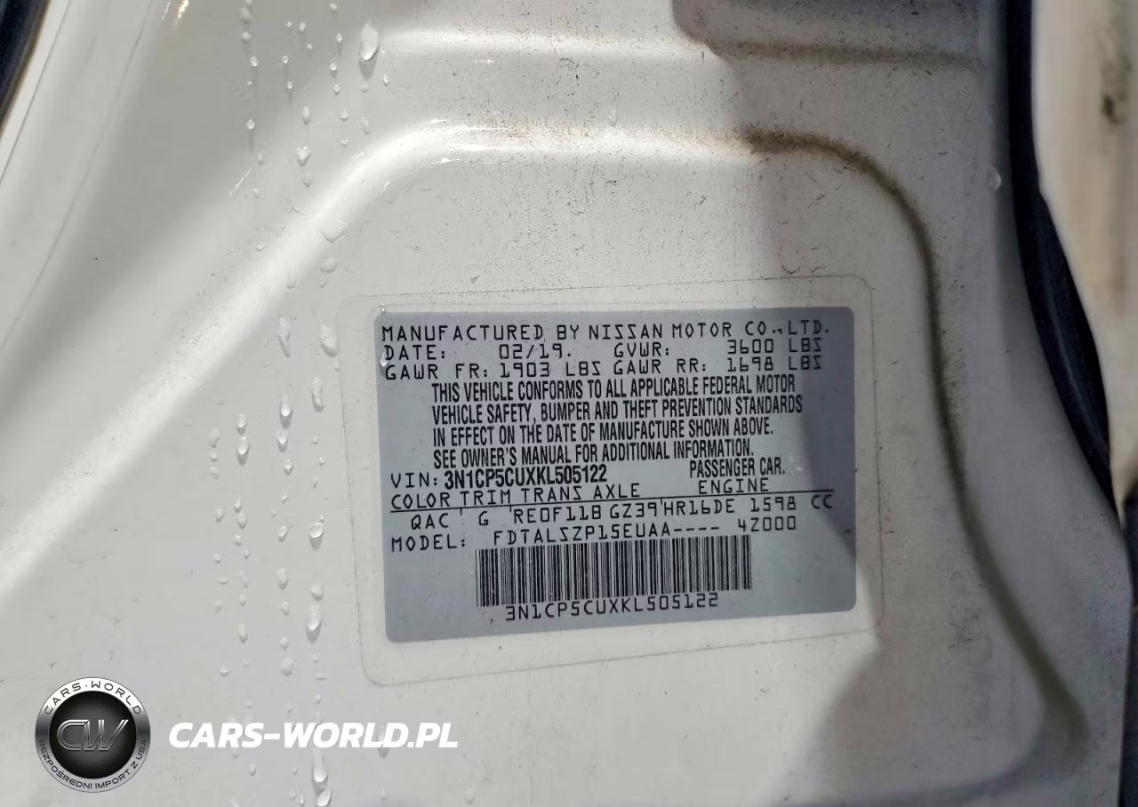 2019 Nissan Kicks Sv VIN:3N1CP5CUXKL505122 - 14