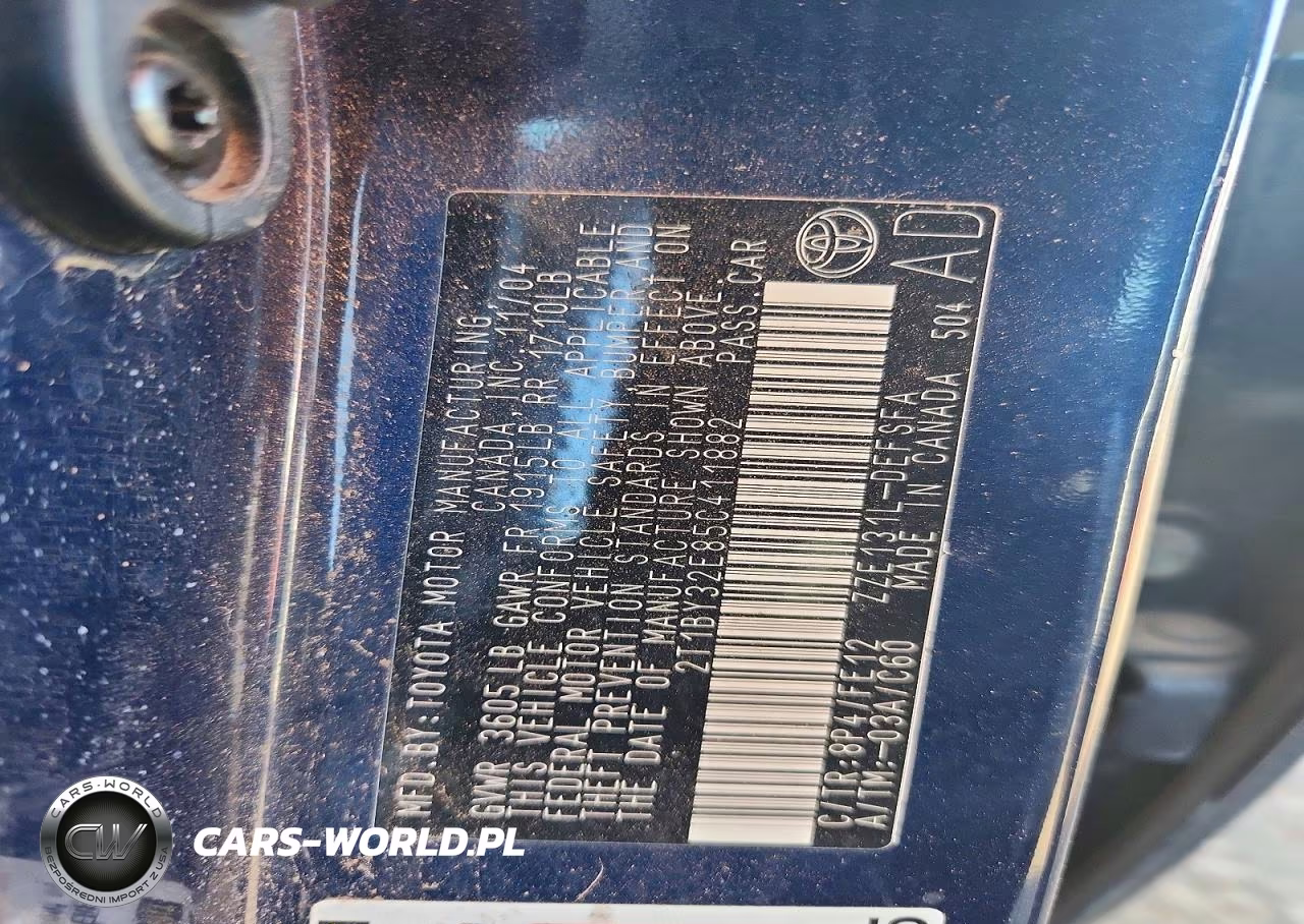 2005 Toyota Corolla Xrs VIN:2T1BY32E85C411882 - 12