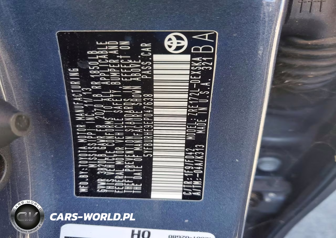 2014 Toyota Corolla S Plus VIN:5YFBURHE9EP047638 - 12