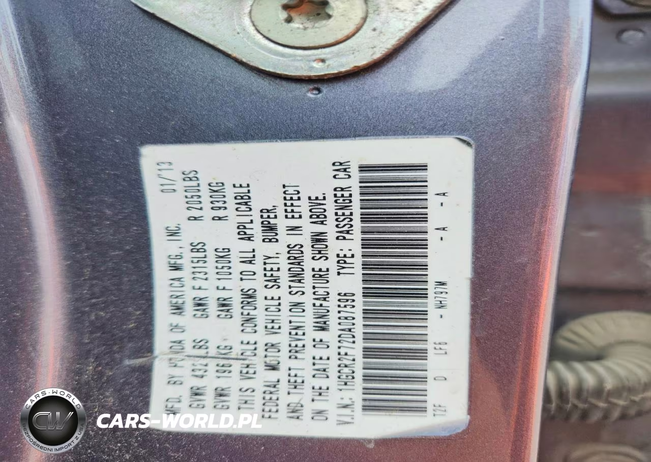 2013 Honda Accord Ex VIN:1HGCR2F72DA087596 - 13