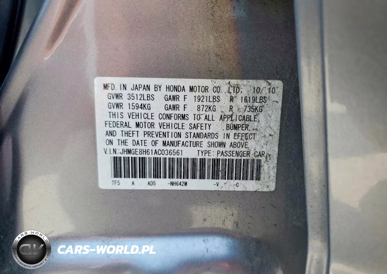 2010 Honda Fit Sport VIN:JHMGE8H61AC036561 - 12