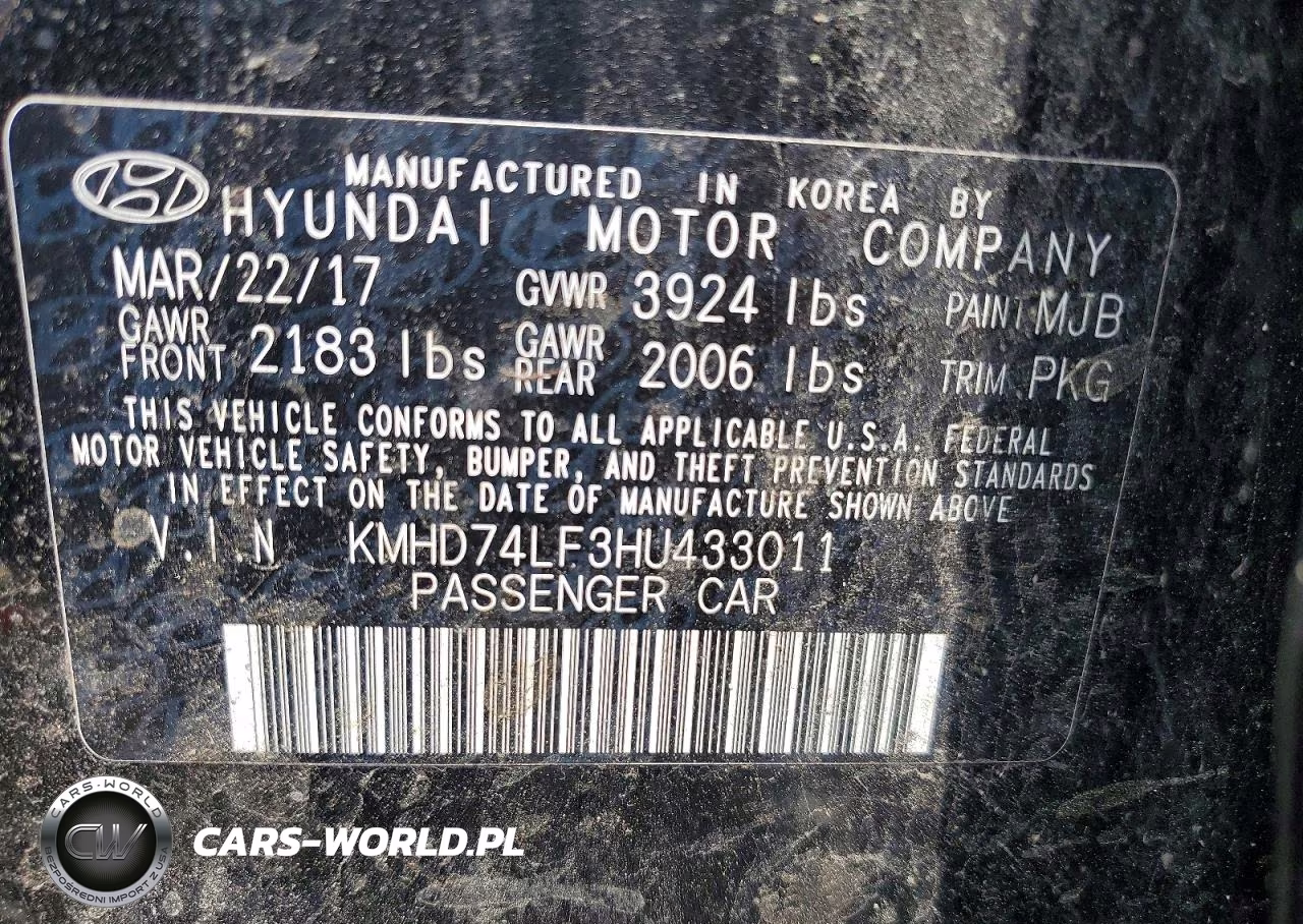 2017 Hyundai Elantra Se VIN:KMHD74LF3HU433011 - 12