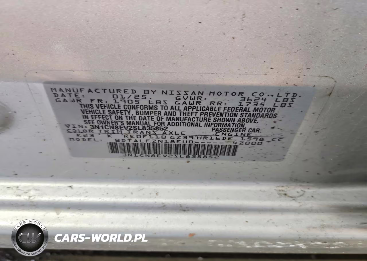 2025 Nissan Versa Sv VIN:3N1CN8EV2SL835852 - 12