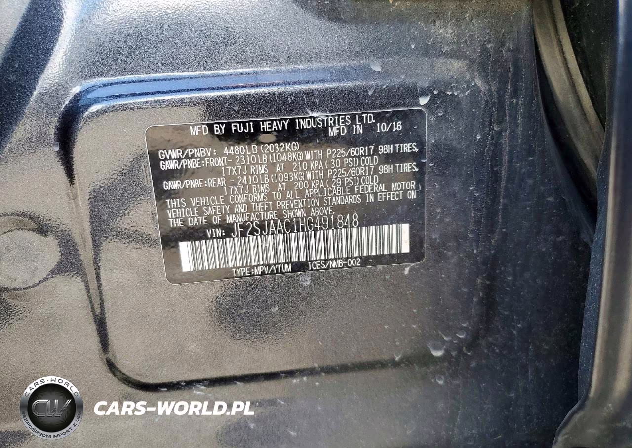 2017 Subaru Forester 2.5I VIN:JF2SJAAC1HG491848 - 12