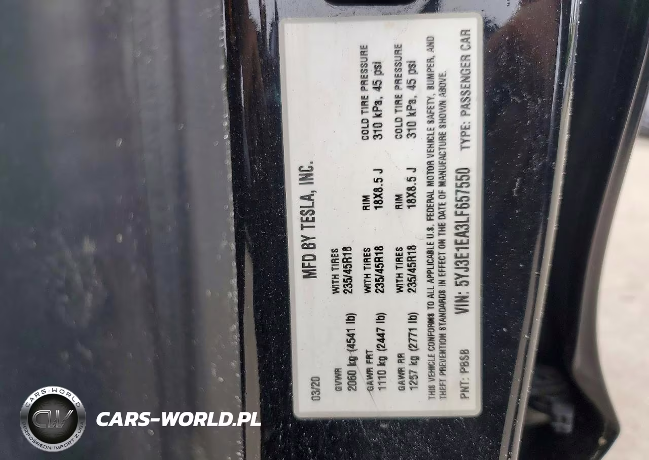 2020 Tesla Model 3 VIN:5YJ3E1EA3LF657550 - 12