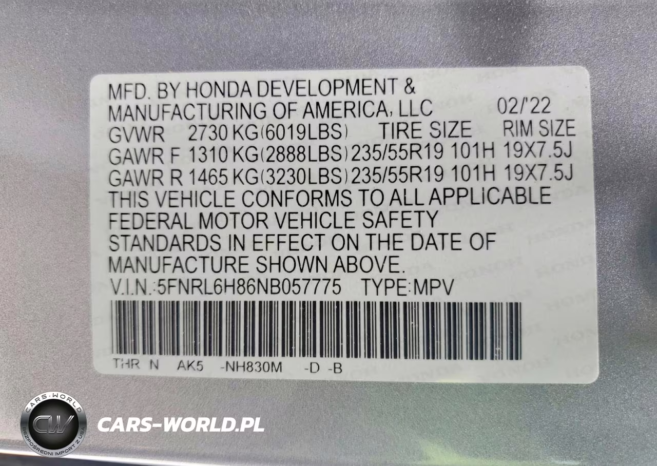 2022 Honda Odyssey Touring VIN:5FNRL6H86NB057775 - 12