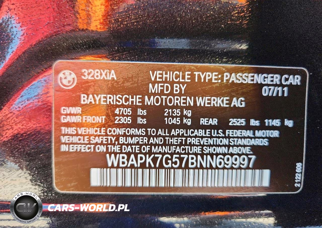 2011 BMW 328 Xi VIN:WBAPK7G57BNN69997 - 13