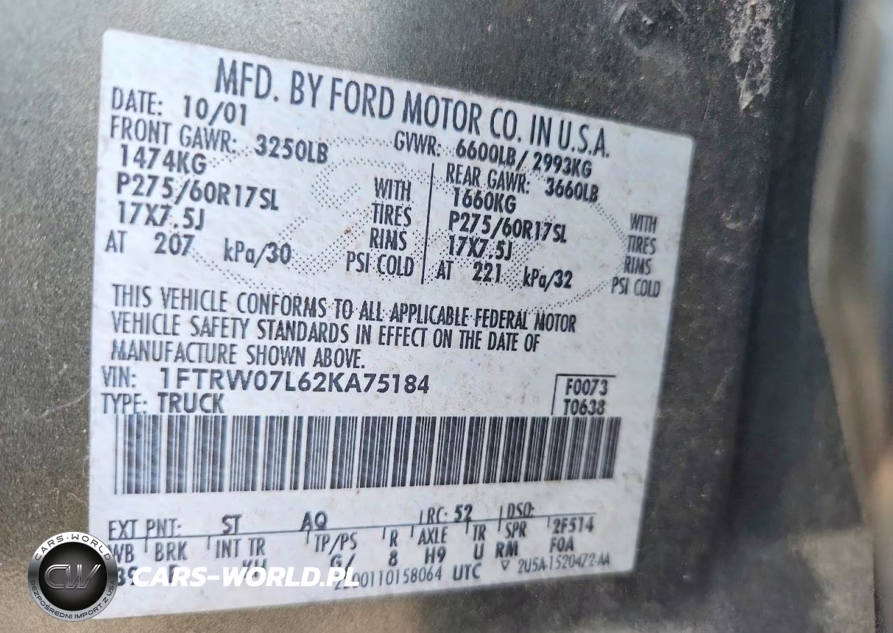 2002 Ford F150 Supercrew VIN:1FTRW07L62KA75184 - 12