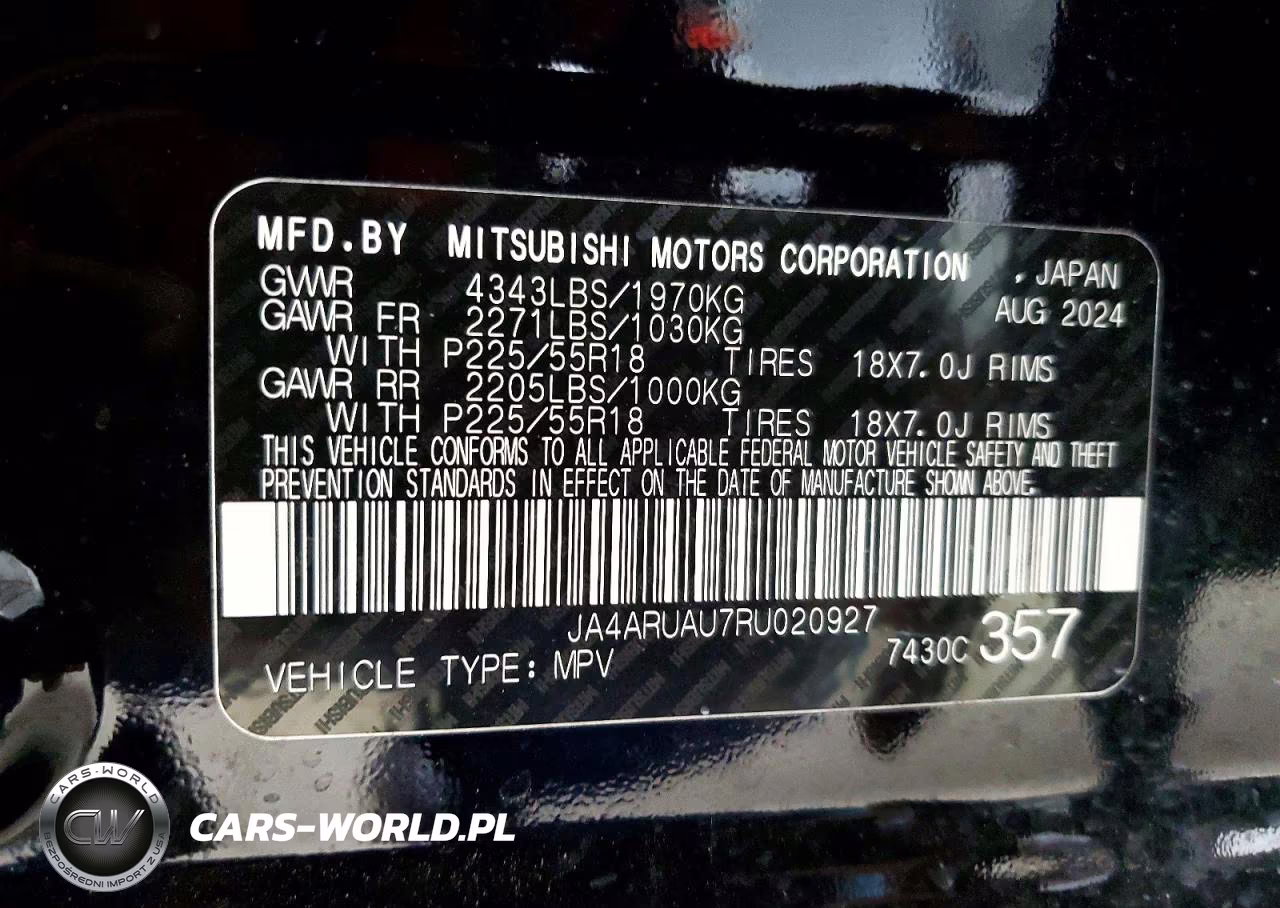 2024 Mitsubishi Outlander Sport S-Se VIN:JA4ARUAU7RU020927 - 13