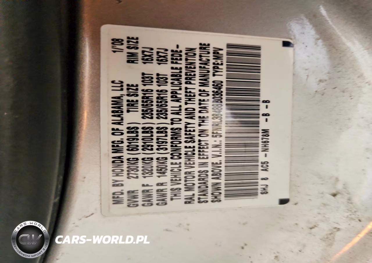 2008 Honda Odyssey Ex VIN:5FNRL38488B036460 - 13