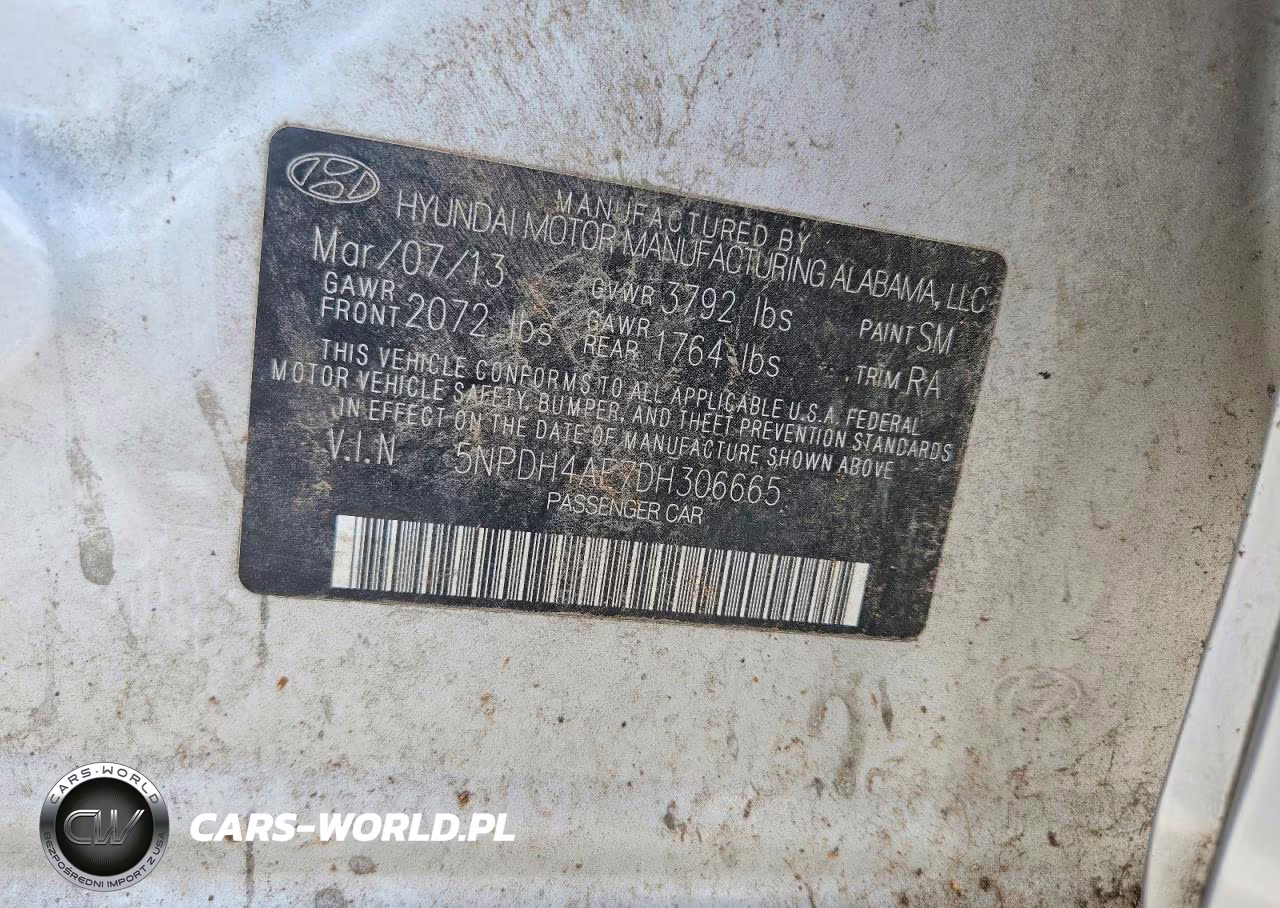 2013 Hyundai Elantra Gls VIN:5NPDH4AE7DH306665 - 13