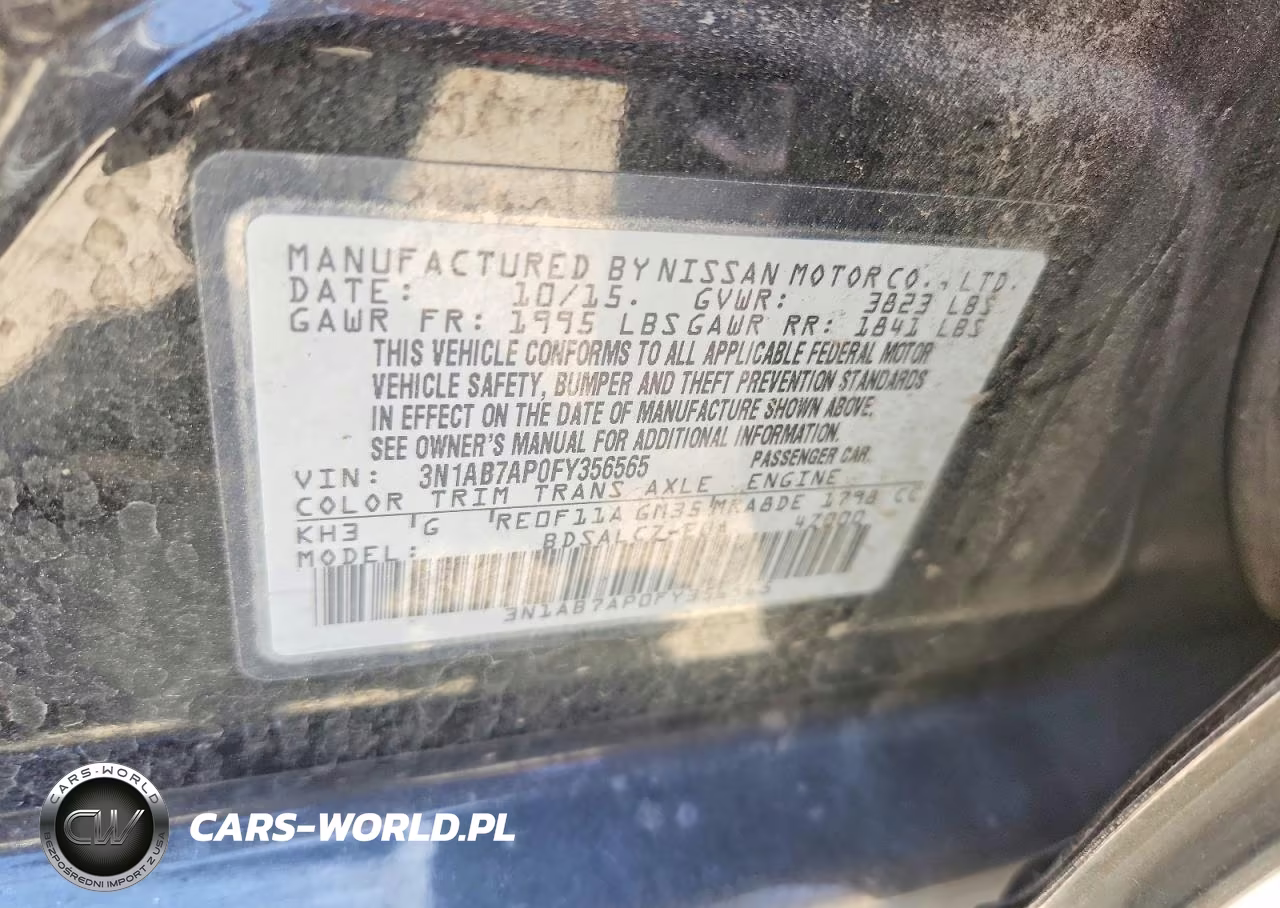 2015 Nissan Sentra S VIN:3N1AB7AP0FY356565 - 12