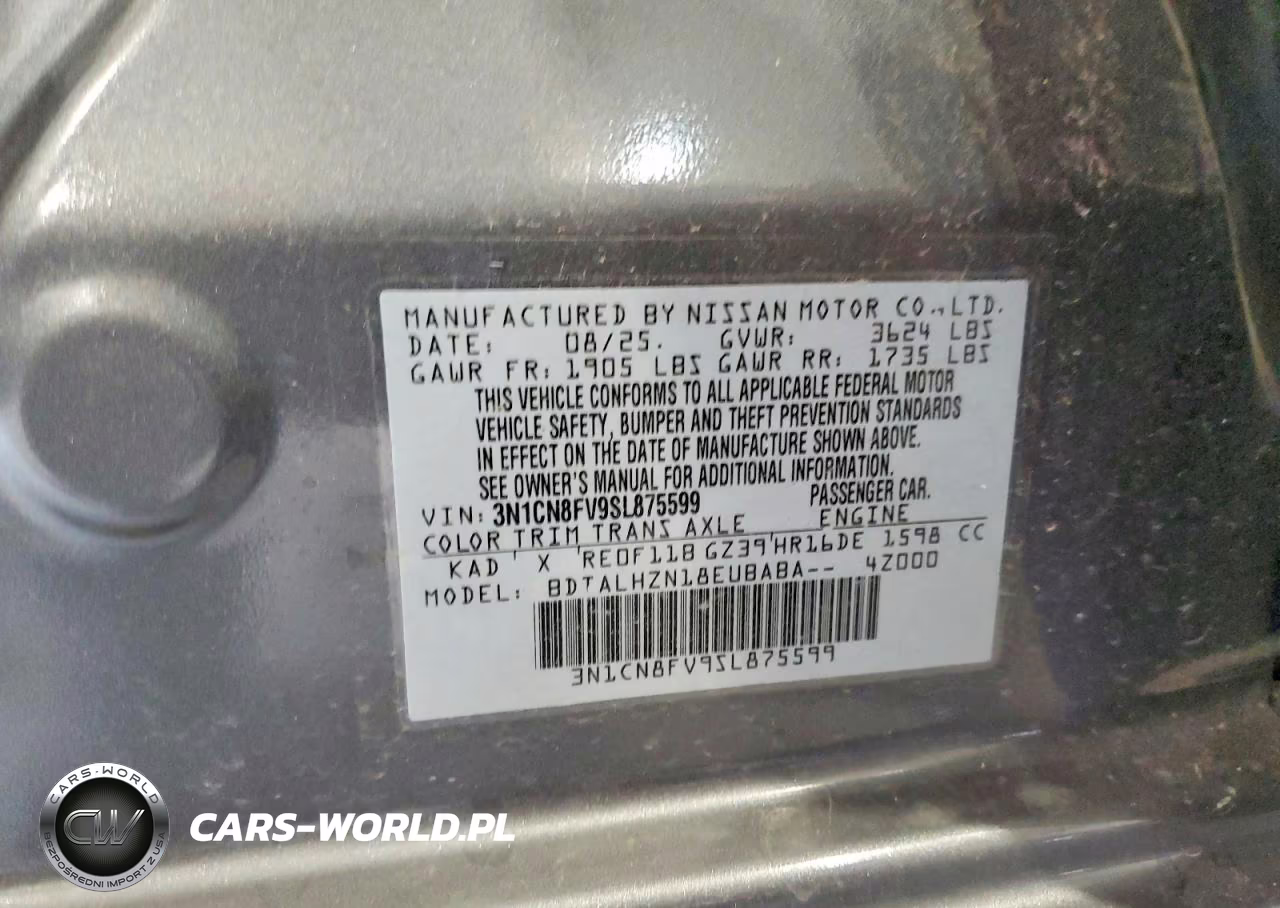 2025 Nissan Versa Sr VIN:3N1CN8FV9SL875599 - 12