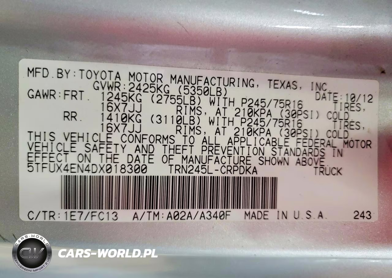 2013 Toyota Tacoma Access Cab VIN:5TFUX4EN4DX018300 - 12
