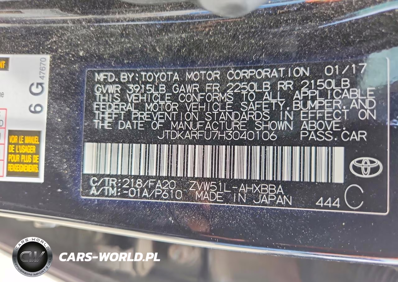 2017 Toyota Prius Two Eco VIN:JTDKARFU7H3040106 - 12