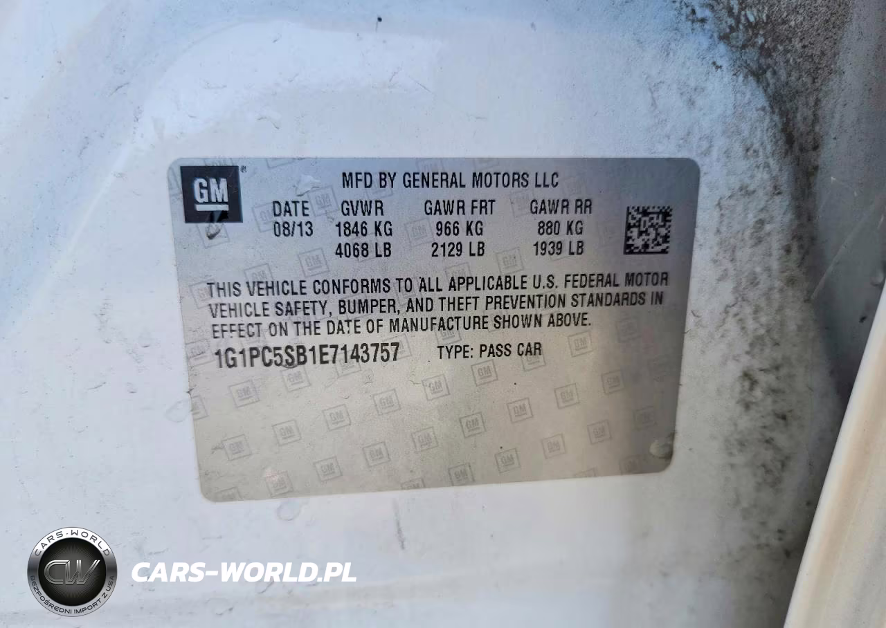 2014 Chevrolet Cruze Lt VIN:1G1PC5SB1E7143757 - 13