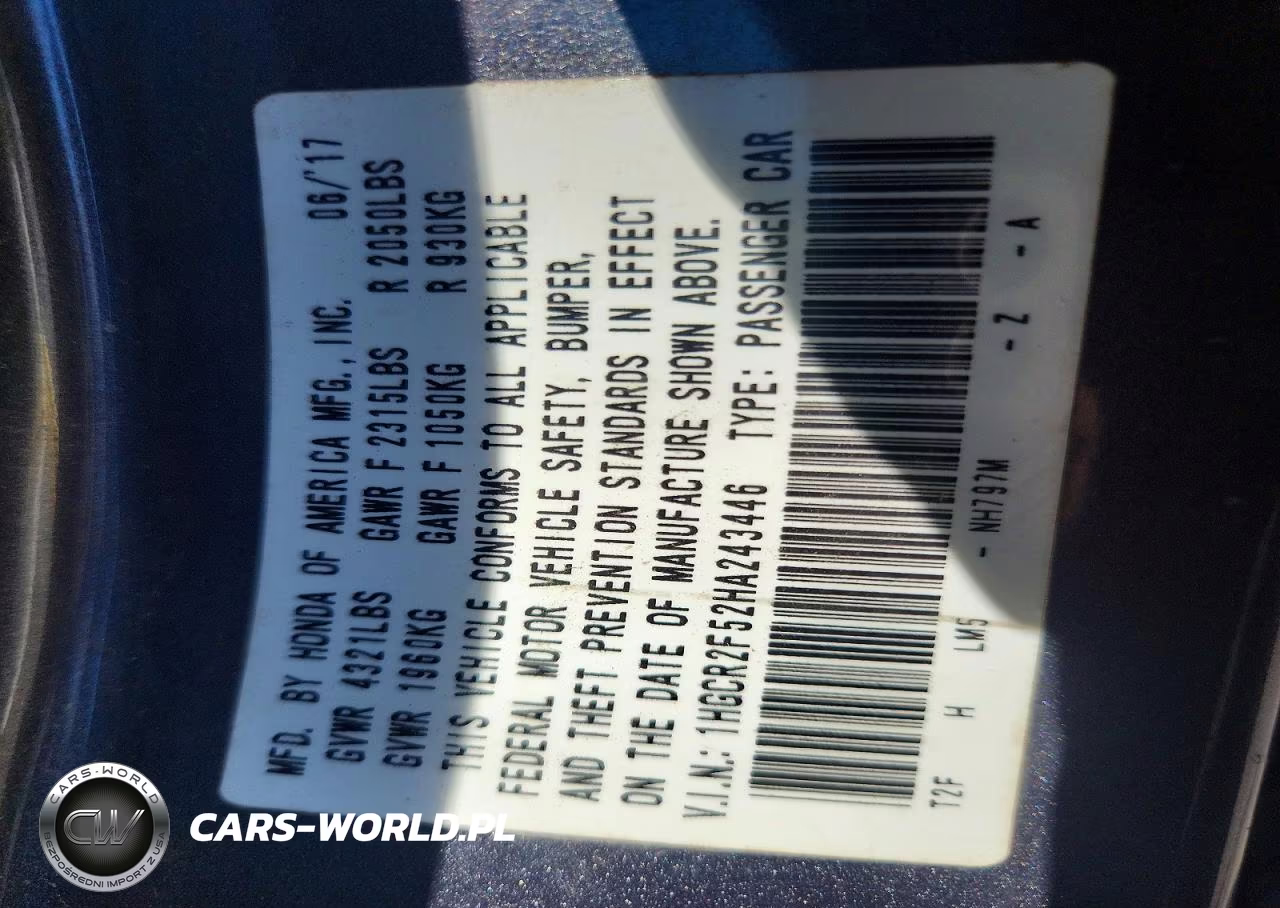 2017 Honda Accord Sport VIN:1HGCR2F52HA243446 - 12