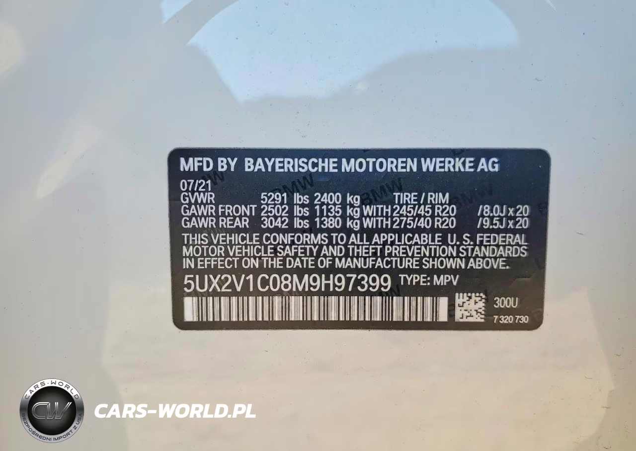 2021 BMW X4 xDrive30I VIN:5UX2V1C08M9H97399 - 14