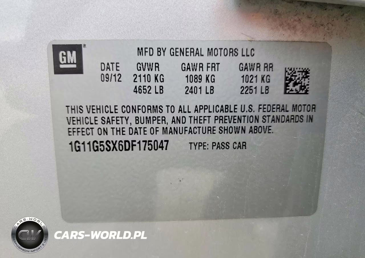 2013 Chevrolet Malibu 3Lt VIN:1G11G5SX6DF175047 - 12