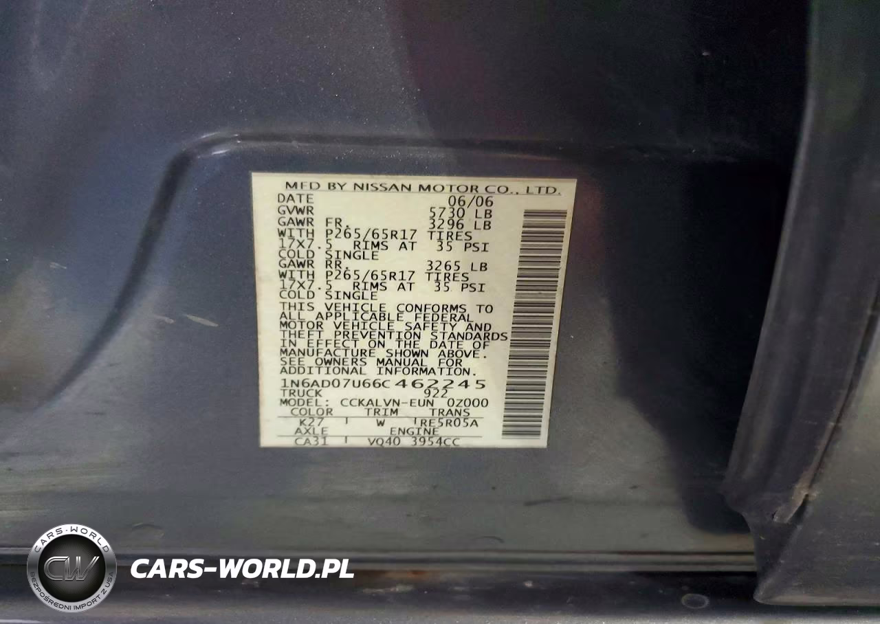2006 Nissan Frontier Se VIN:1N6AD07U66C462245 - 12