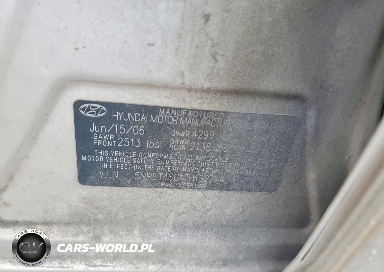 2007 Hyundai Sonata Gls VIN:5NPET46C17H192774 - 12