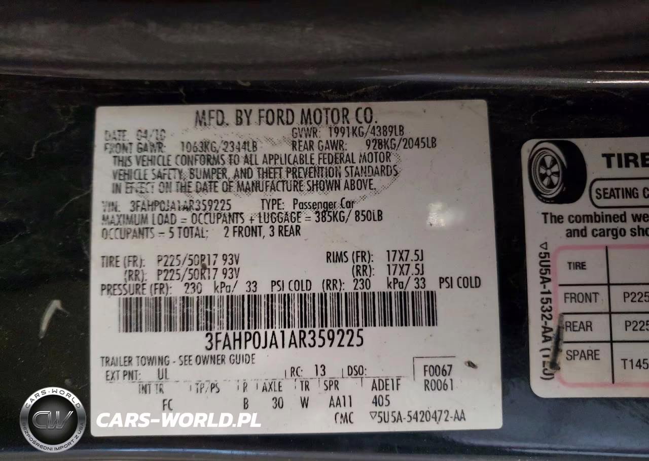 2010 Ford Fusion Sel VIN:3FAHP0JA1AR359225 - 12