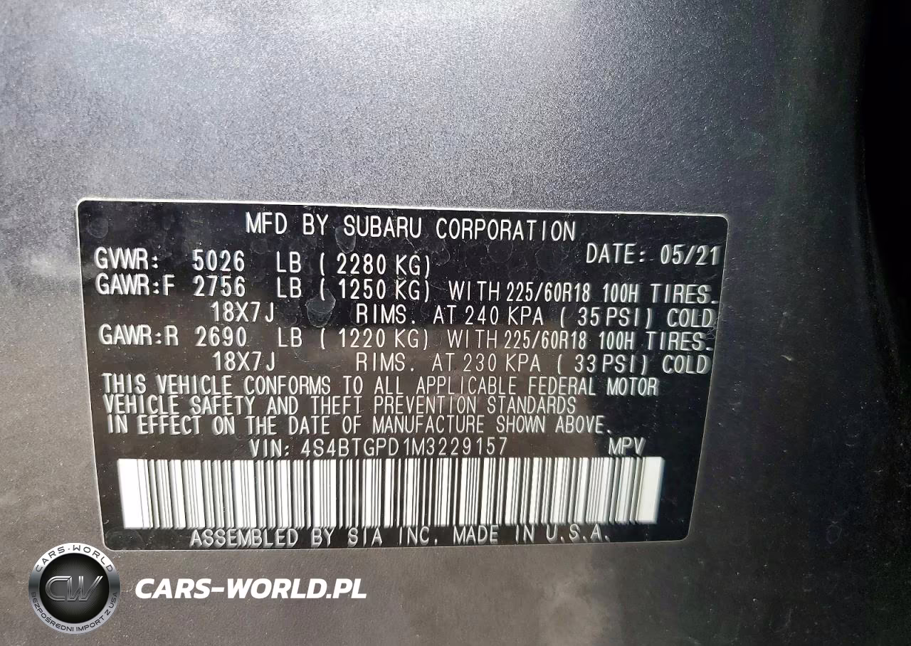 2021 Subaru Outback Touring VIN:4S4BTGPD1M3229157 - 13
