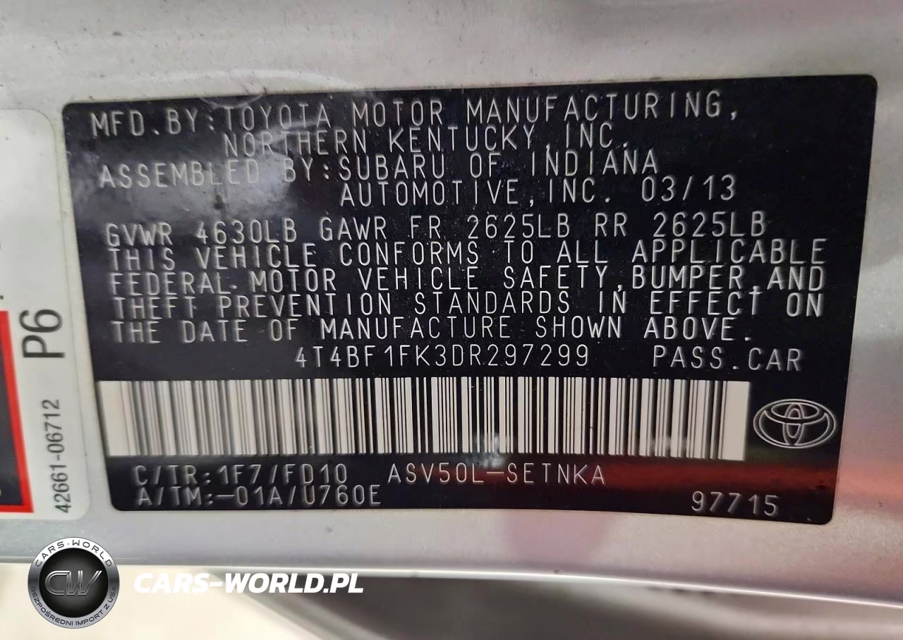 2013 Toyota Camry Le VIN:4T4BF1FK3DR297299 - 12