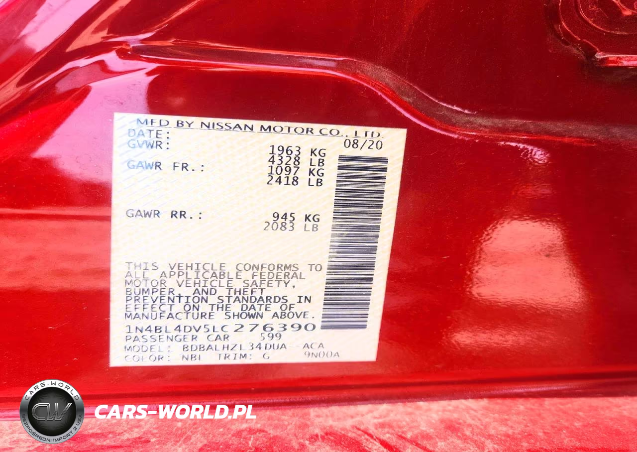 2020 Nissan Altima Sv VIN:1N4BL4DV5LC276390 - 12