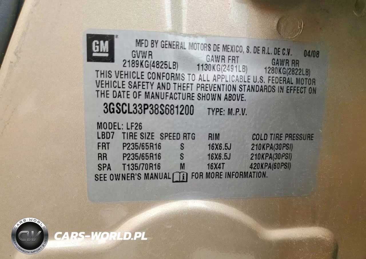 2008 Saturn Vue Xe VIN:3GSCL33P38S681200 - 13