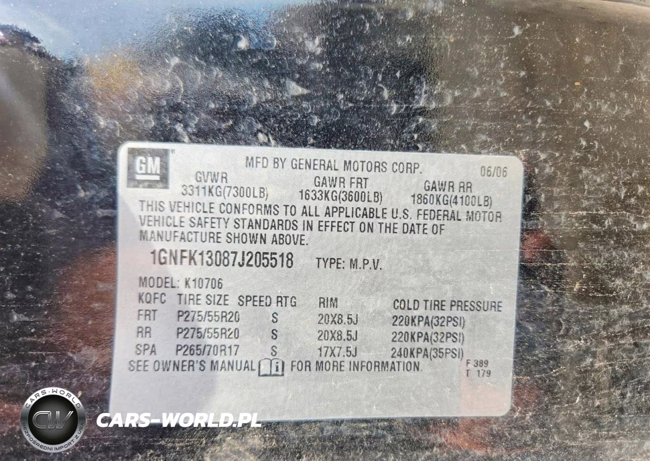 2007 Chevrolet Tahoe K1500 VIN:1GNFK13087J205518 - 13