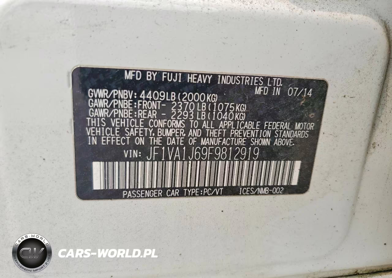 2015 Subaru Wrx Limited VIN:JF1VA1J69F9812919 - 12
