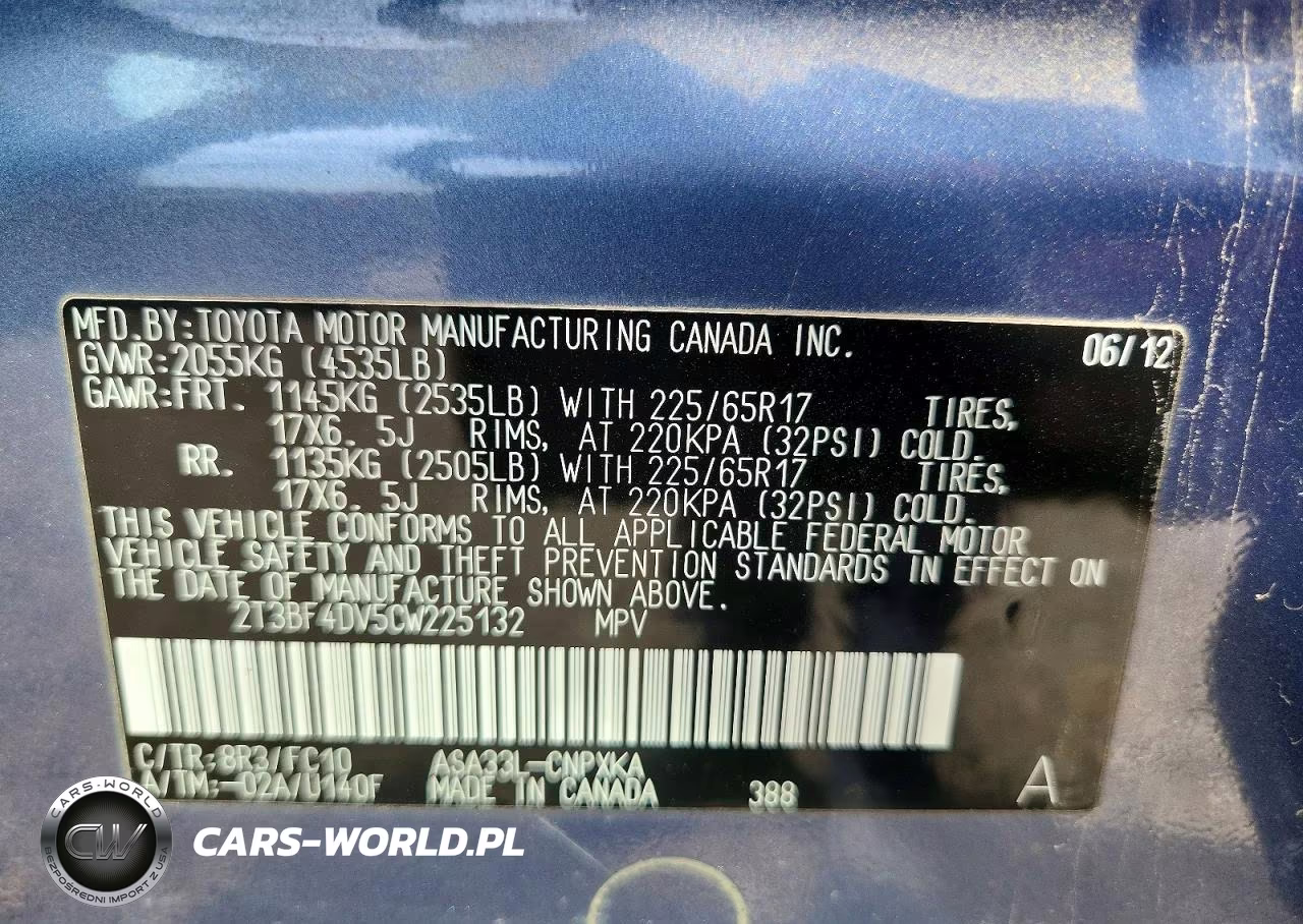 2012 Toyota Rav4 Base VIN:2T3BF4DV5CW225132 - 13