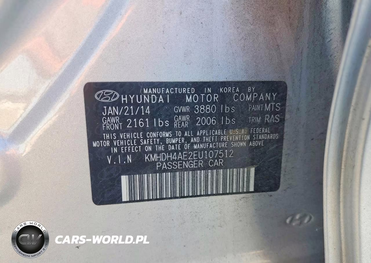 2014 Hyundai Elantra Limited VIN:KMHDH4AE2EU107512 - 12