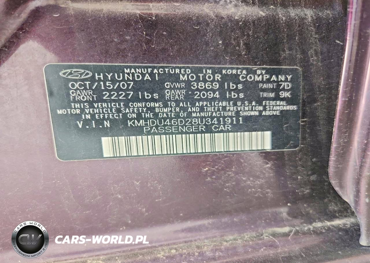 2008 Hyundai Elantra Gls VIN:KMHDU46D28U341911 - 12