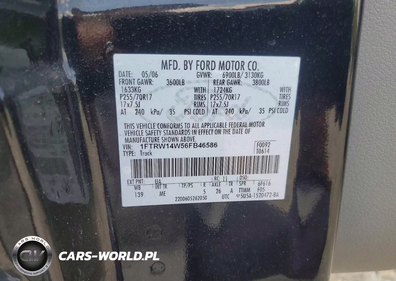 2006 Ford F150 Supercrew VIN:1FTRW14W56FB46586 - 12