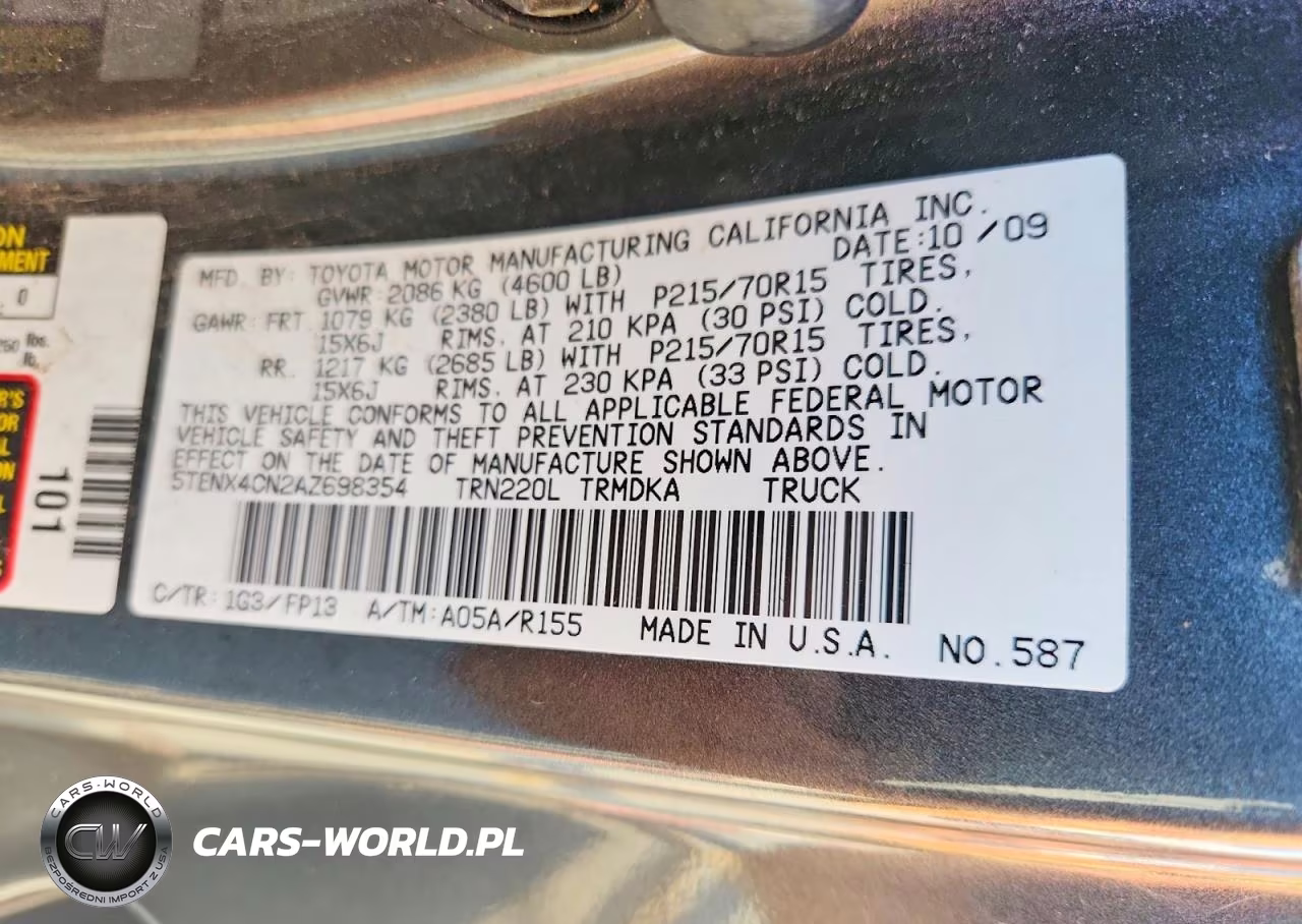 2010 Toyota Tacoma Base VIN:5TENX4CN2AZ698354 - 12