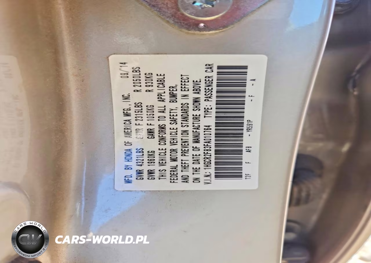 2015 Honda Accord Exl VIN:1HGCR2F83FA010764 - 12