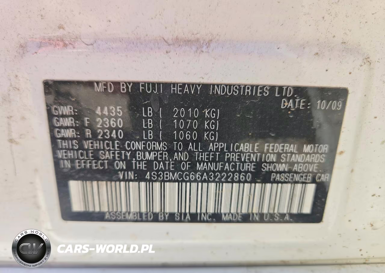 2010 Subaru Legacy 2.5I Premium VIN:4S3BMCG66A3222860 - 13