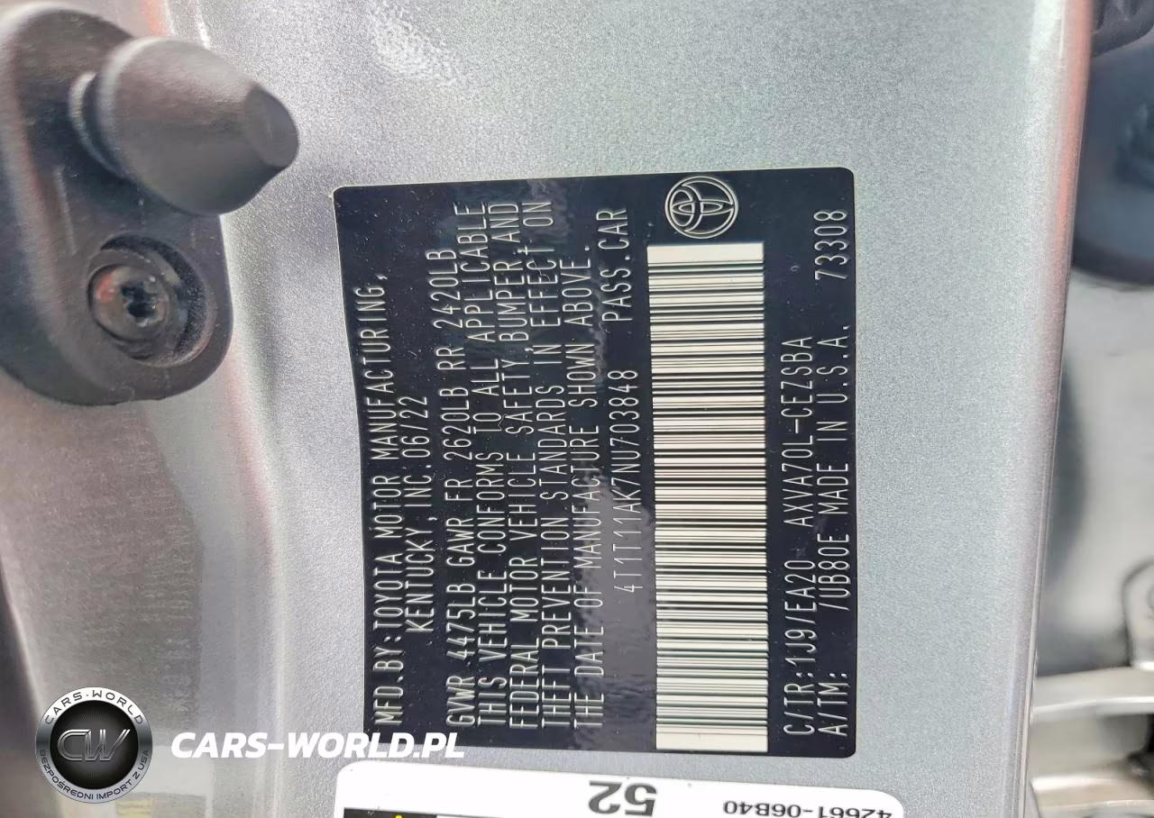 2022 Toyota Camry Se VIN:4T1T11AK7NU703848 - 12