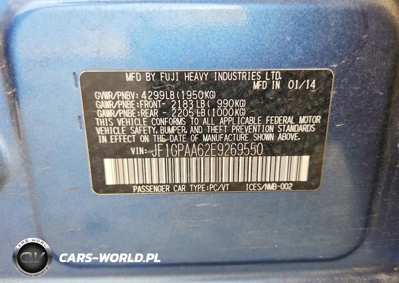 2014 Subaru Impreza VIN:JF1GPAA62E9269550 - 13