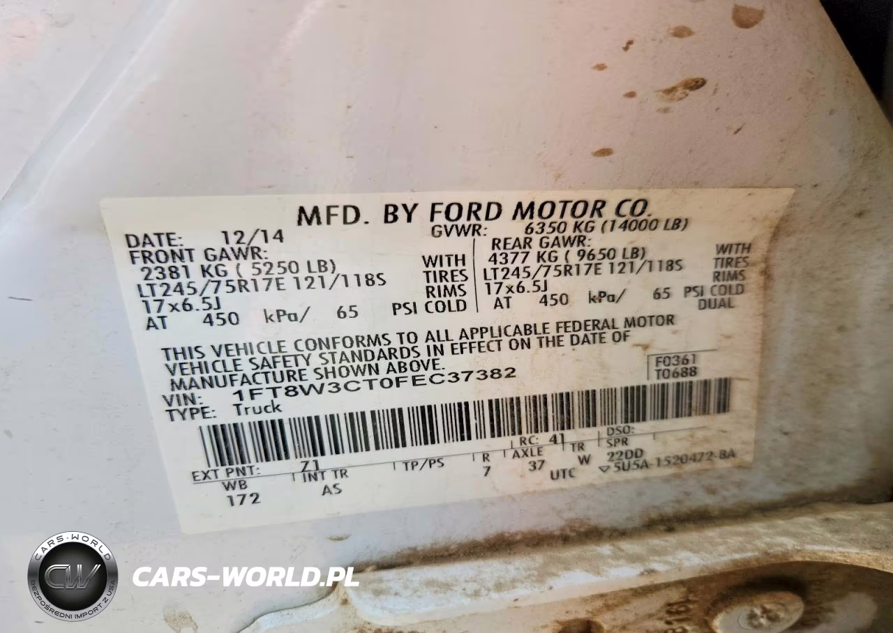 2015 Ford F350 Super Duty VIN:1FT8W3CT0FEC37382 - 12