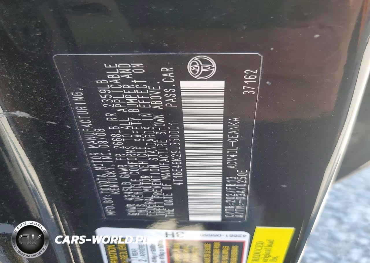 2009 Toyota Camry Le VIN:4T1BE46K29U350001 - 12