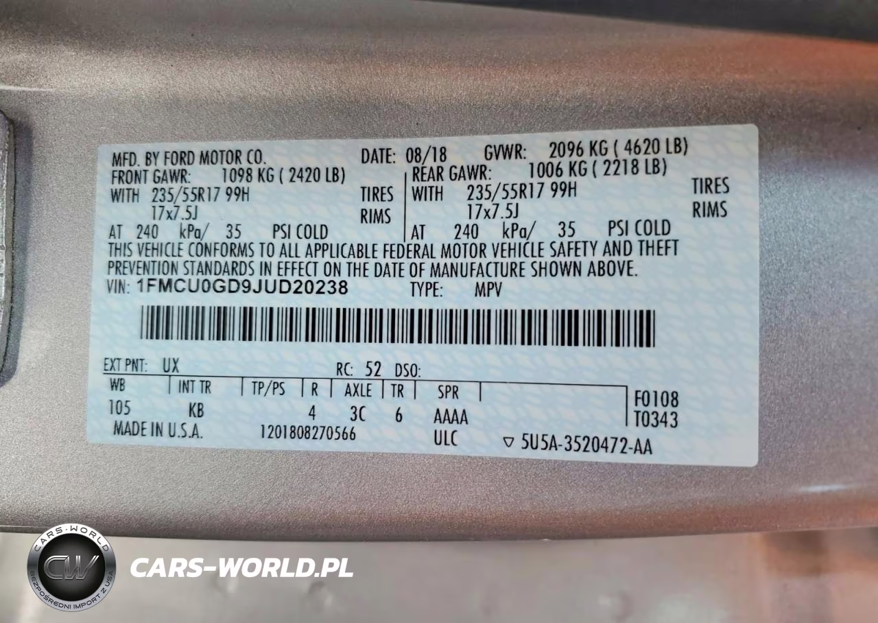 2018 Ford Escape Se VIN:1FMCU0GD9JUD20238 - 13