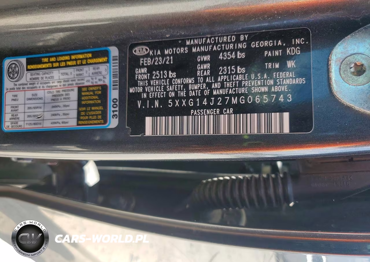 2021 Kia K5 Lxs VIN:5XXG14J27MG065743 - 12