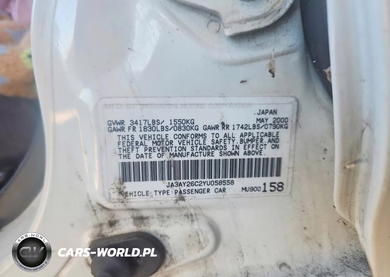 2000 Mitsubishi Mirage De VIN:JA3AY26C2YU058558 - 12