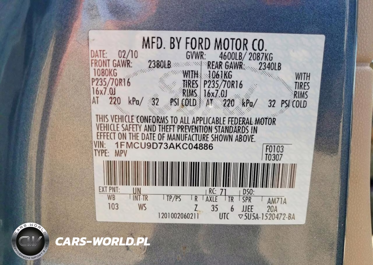 2010 Ford Escape Xlt VIN:1FMCU9D73AKC04886 - 13