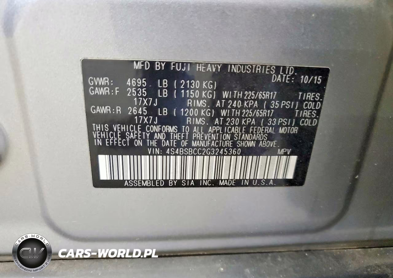 2016 Subaru Outback 2.5I Premium VIN:4S4BSBCC2G3245360 - 13