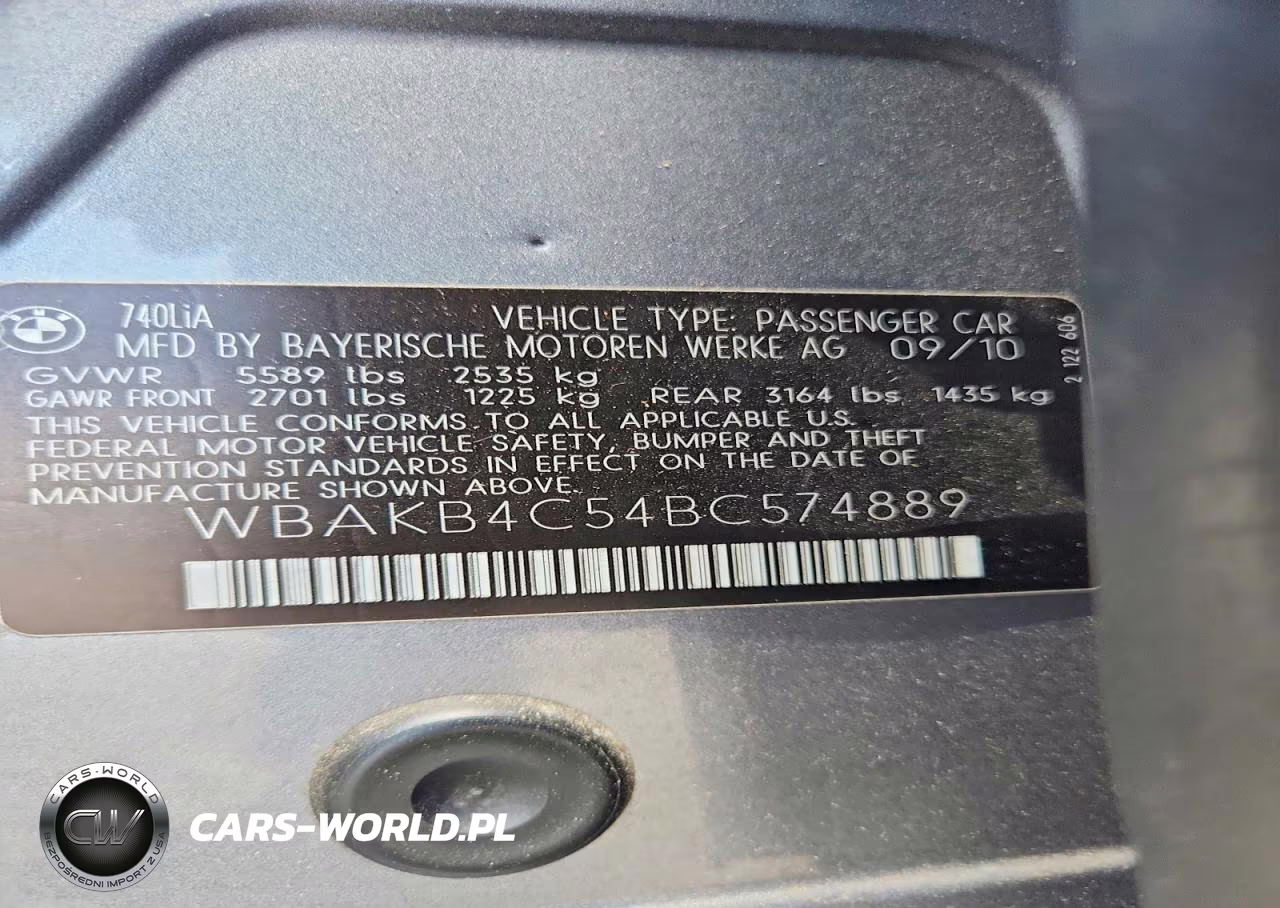 2011 BMW 740 Li VIN:WBAKB4C54BC574889 - 12
