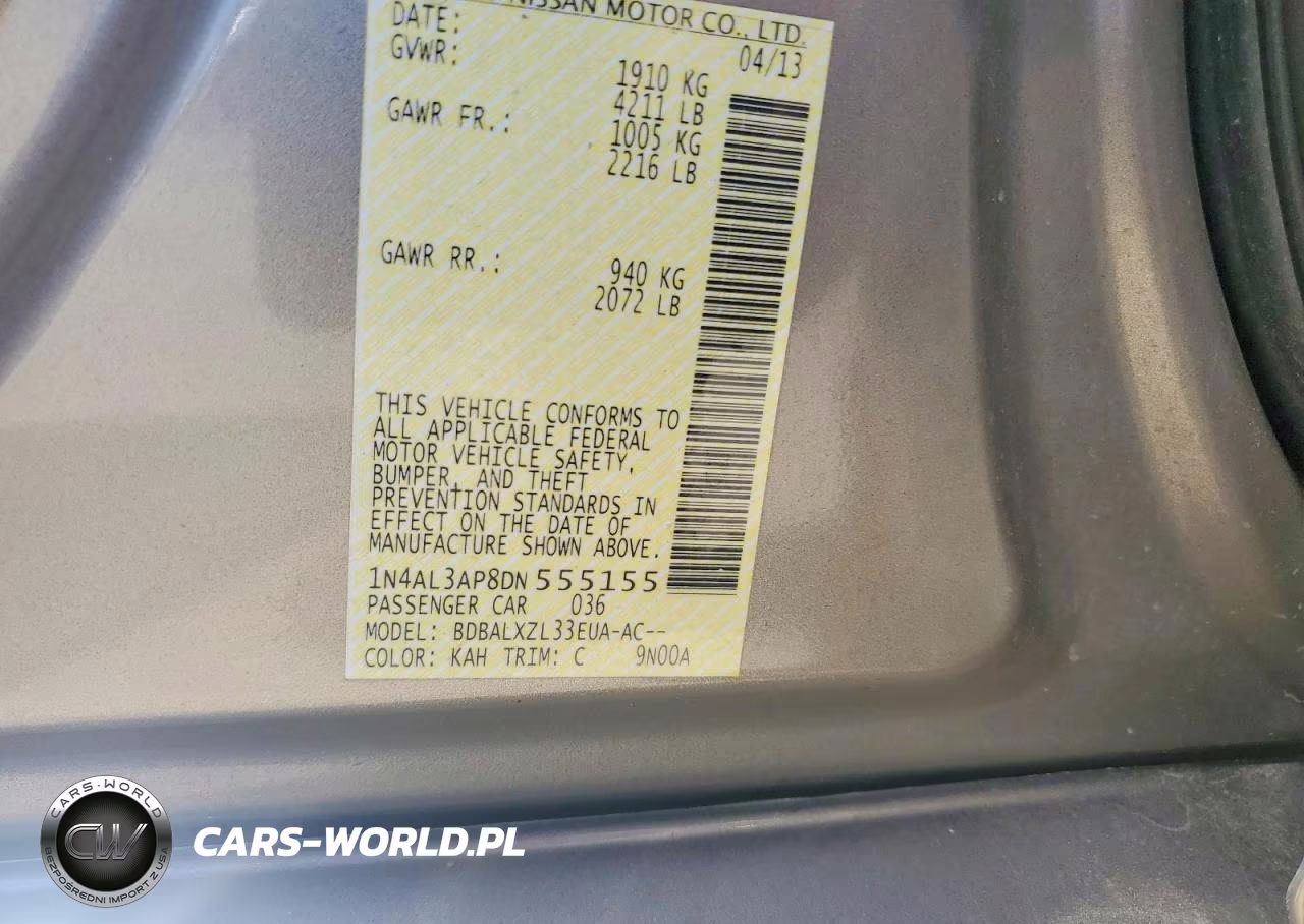 2013 Nissan Altima 2.5 VIN:1N4AL3AP8DN555155 - 12